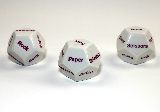 28mm d12 Rock Paper Scissors White/purple | d12 Novelty Dice