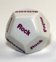 28mm d12 Rock Paper Scissors White/purple | d12 Novelty Dice