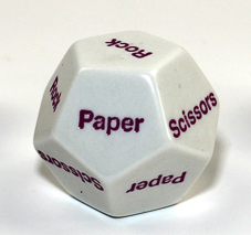 28mm d12 Rock Paper Scissors White/purple | d12 Novelty Dice