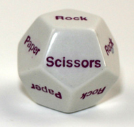 28mm d12 Rock Paper Scissors White/purple | d12 Novelty Dice
