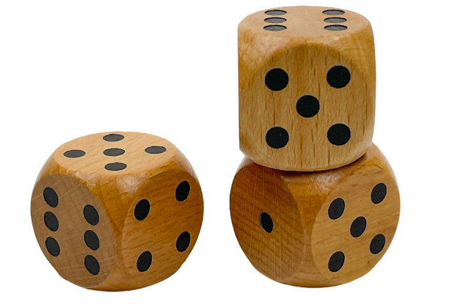 30mm Wood d6 Dice Natural/black | Twice as large as standard dice