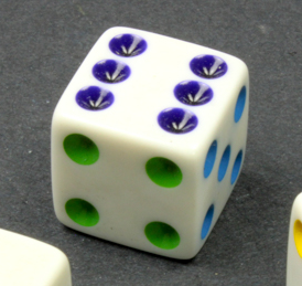 16mm Opaque d6 White/Multi-colored pips | Colorful Novelty Dice
