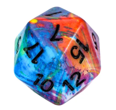 Multi-Colour Mix Pattern Dice 7-Dice Set w/Black Dnd Dice Resin