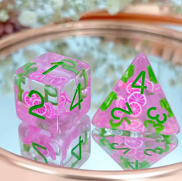 Dragon Fruit Themed Dice | 7-Dice Resin Dice Set Dnd Role Playing Set