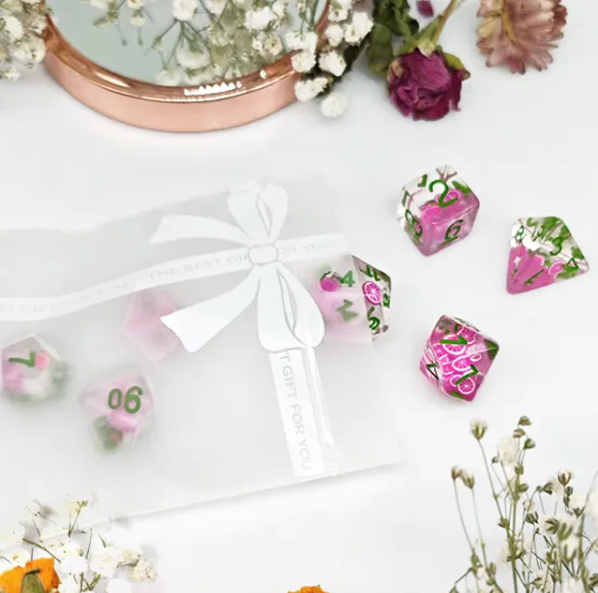 Dragon Fruit Themed Dice | 7-Dice Resin Dice Set Dnd Role Playing Set