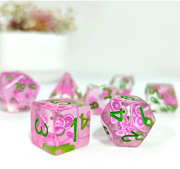Dragon Fruit Themed Dice | 7-Dice Resin Dice Set Dnd Role Playing Set