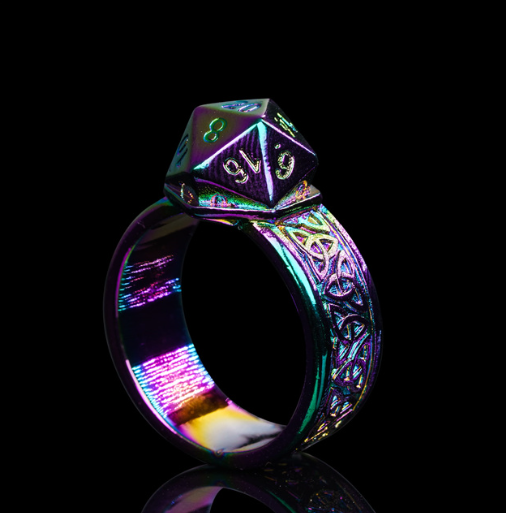 Dice Ring Rainbow Metal Triquetra | DND Convention Cosplay