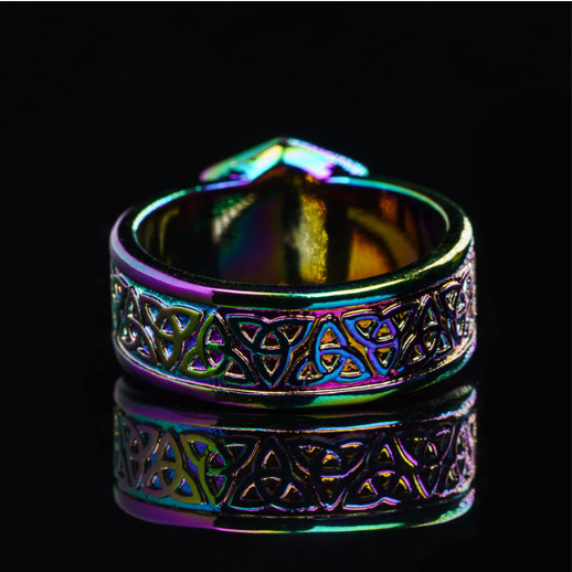Dice Ring Rainbow Metal Triquetra | DND Convention Cosplay