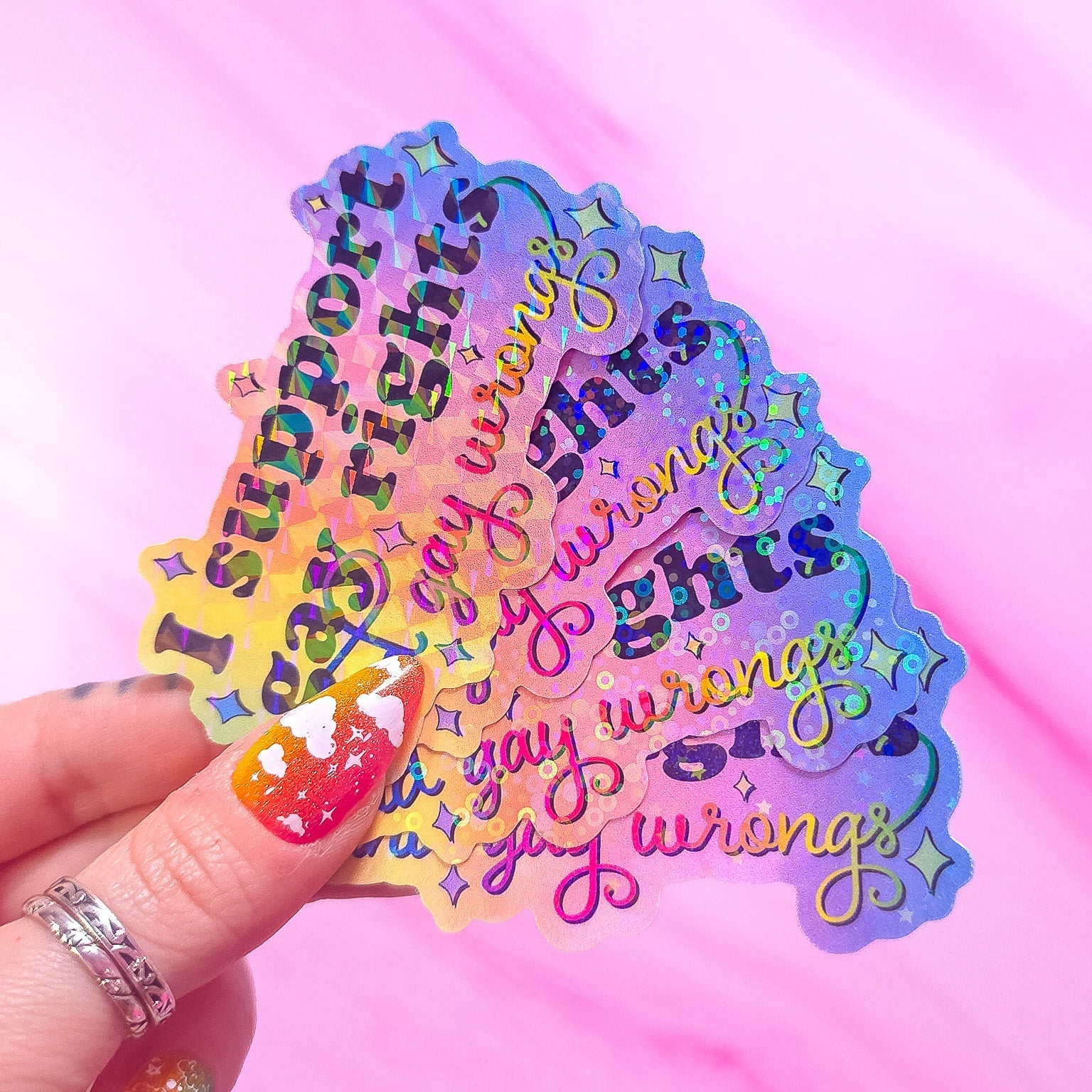 I Support Gay Rights, And Gay Wrongs Sticker, 3.2 x 1.9 in.