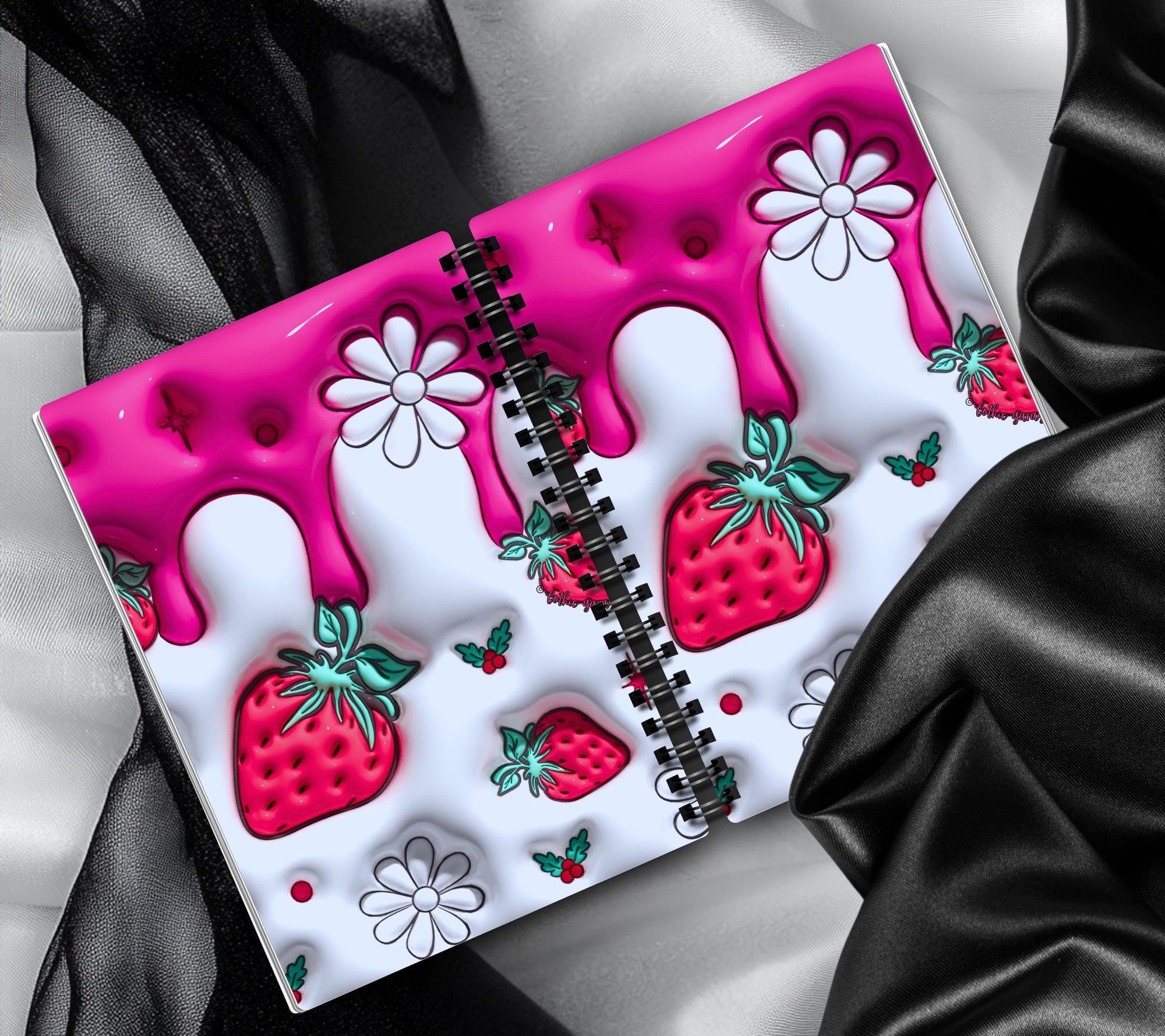 3D Stawberries Reusable Sticker Book, Sticker Album and Organizer, Kid Friendly and Waterproof