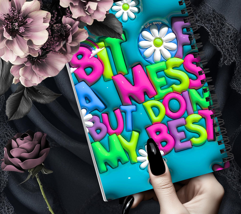 Bit Of A Mess, But Doing My Best Reusable Sticker Book, Perfect Fun Gift to Personalize for Sticker Collectors