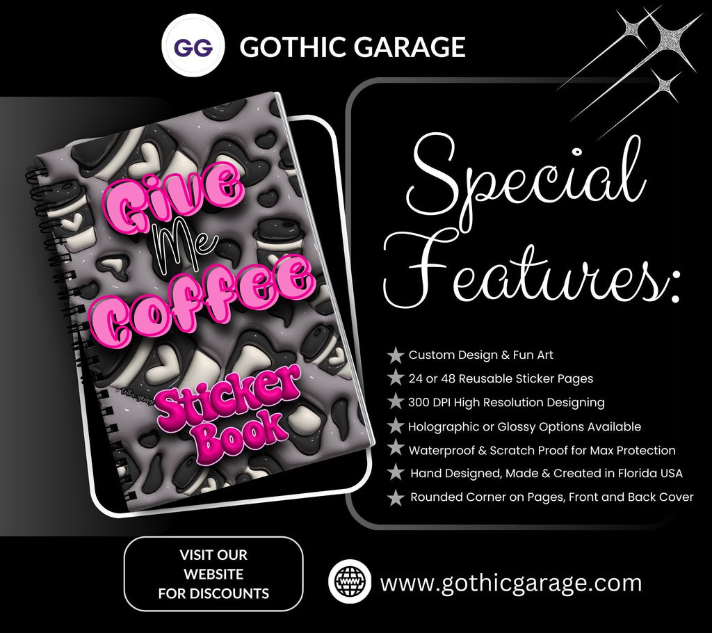 Coffee Addiction Reusable Sticker Book, Perfect Fun Gift to Personalize for Coffee Lovers & Sticker Collectors