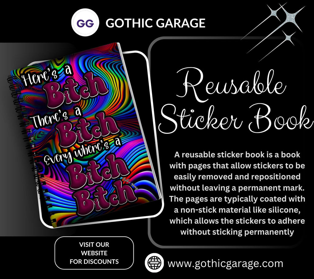Psychedelic Sweary Rhythms Reusable Sticker Book, Adult Vibe Sticker Album, Perfect Gift to Personalize for Sticker Collectors
