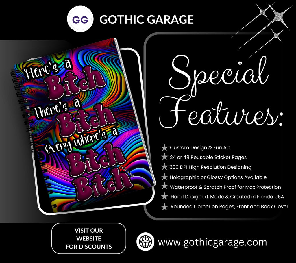 Psychedelic Sweary Rhythms Reusable Sticker Book, Adult Vibe Sticker Album, Perfect Gift to Personalize for Sticker Collectors