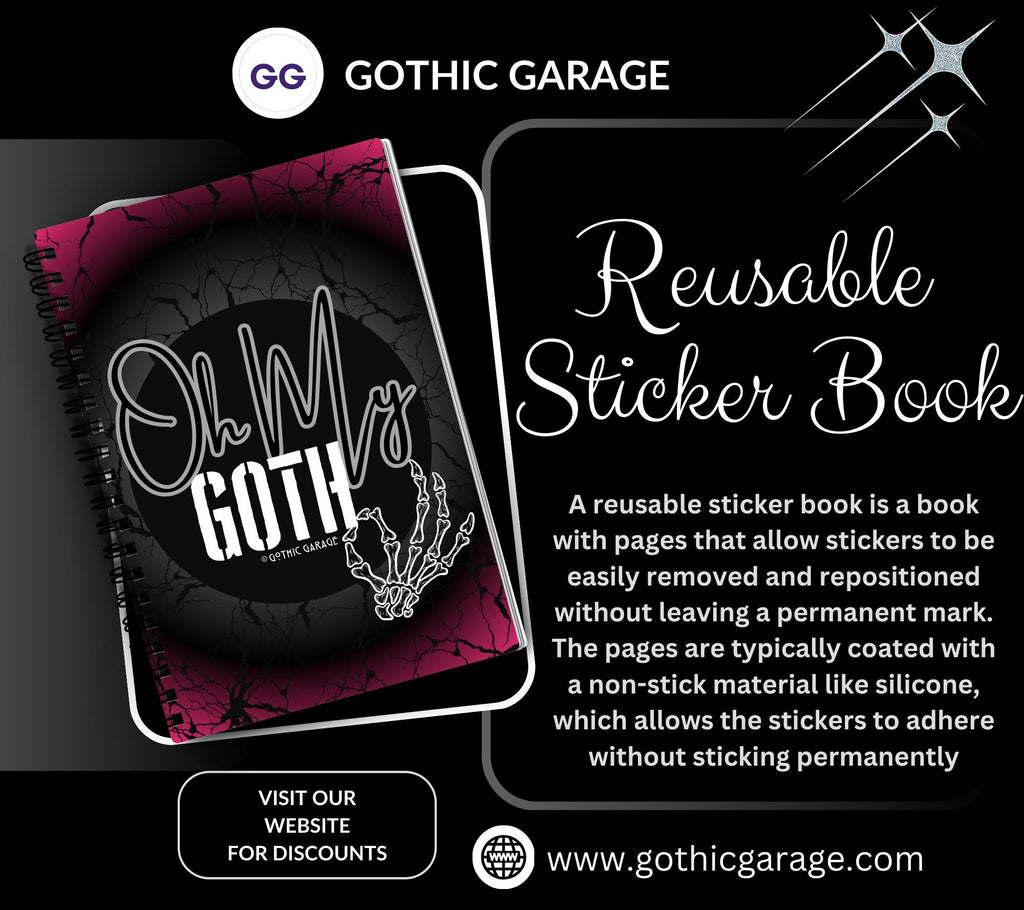 Oh My Goth Skeleton Hand Reusable Sticker Book, Perfect Gift to Personalize,  Sticker Organizer Album