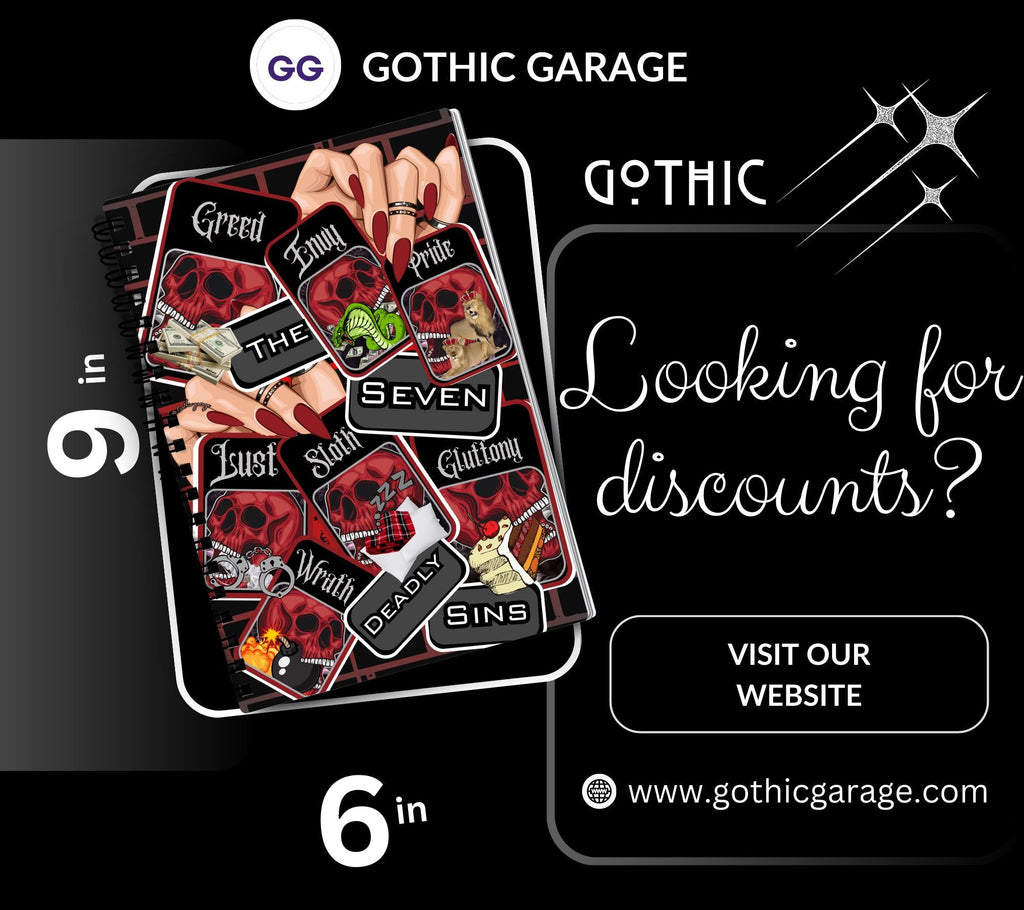 7 Deadly Sins Reusable Sticker Book, Gothic Vibe Sticker Album, Perfect Gift to Personalize for Goth Lovers & Sticker Collectors
