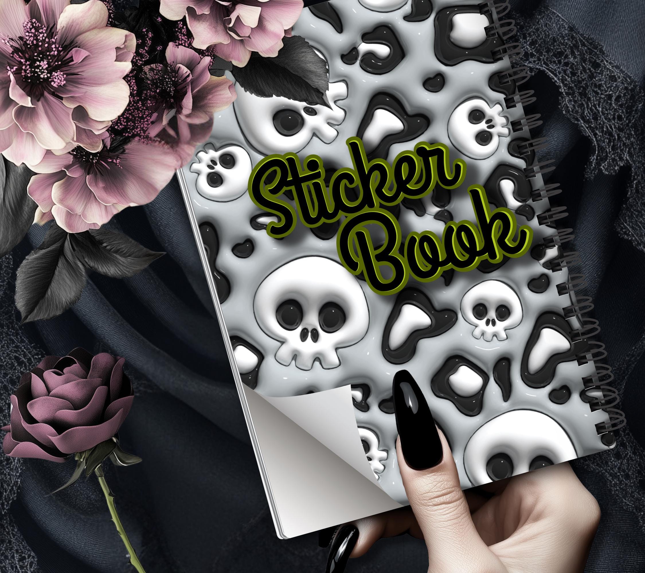 Cartoon Skeletons Reusable Sticker Book, Perfect Gift to Personalize,  Kids and Adult Friendly Sticker Organizer