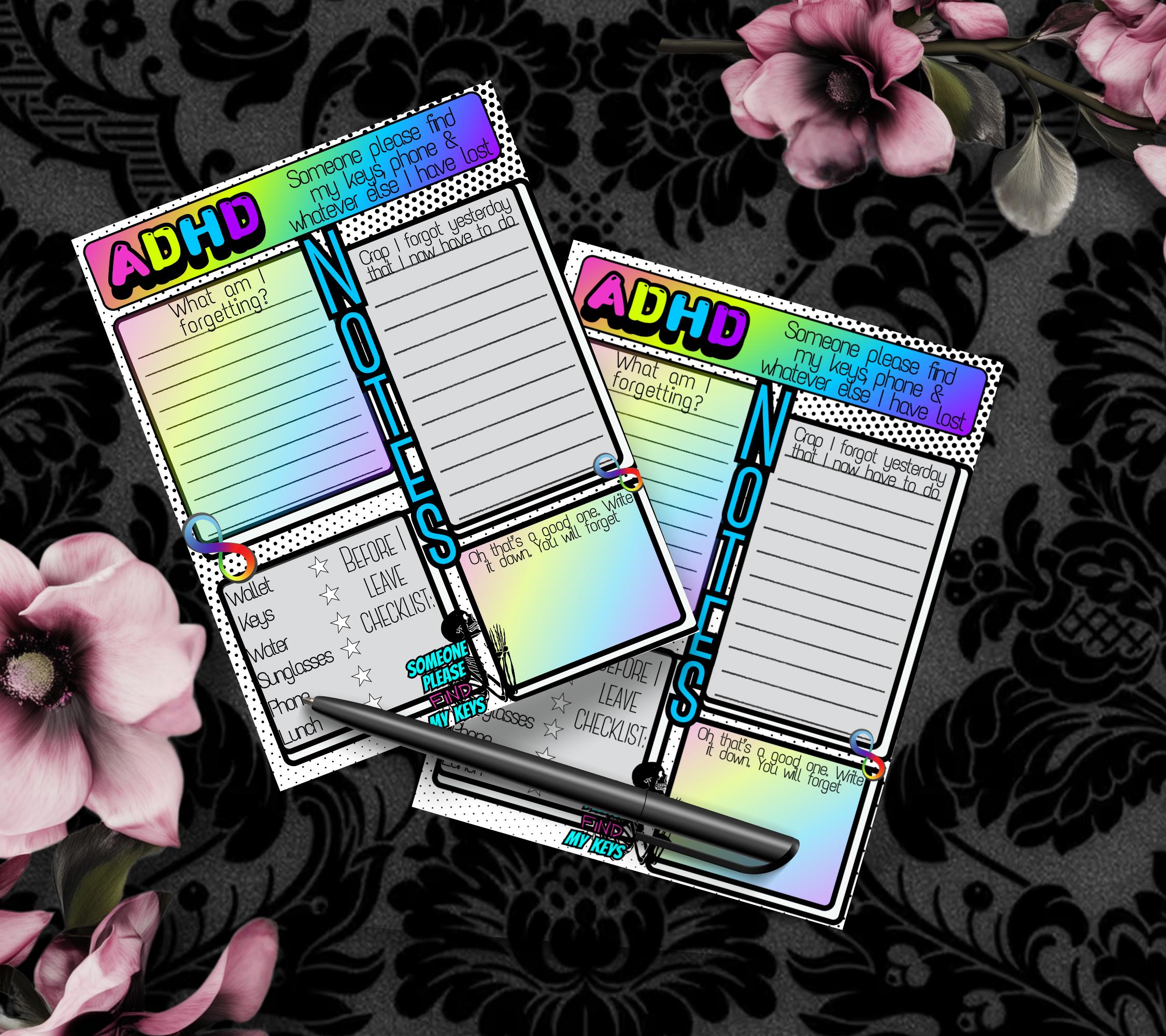 Adult ADHD Neuro Spicy Humor Notepad, Funny & Sassy, Perfect Gift for Adults Coping with ADHD, Coworkers and Friends or Yourself