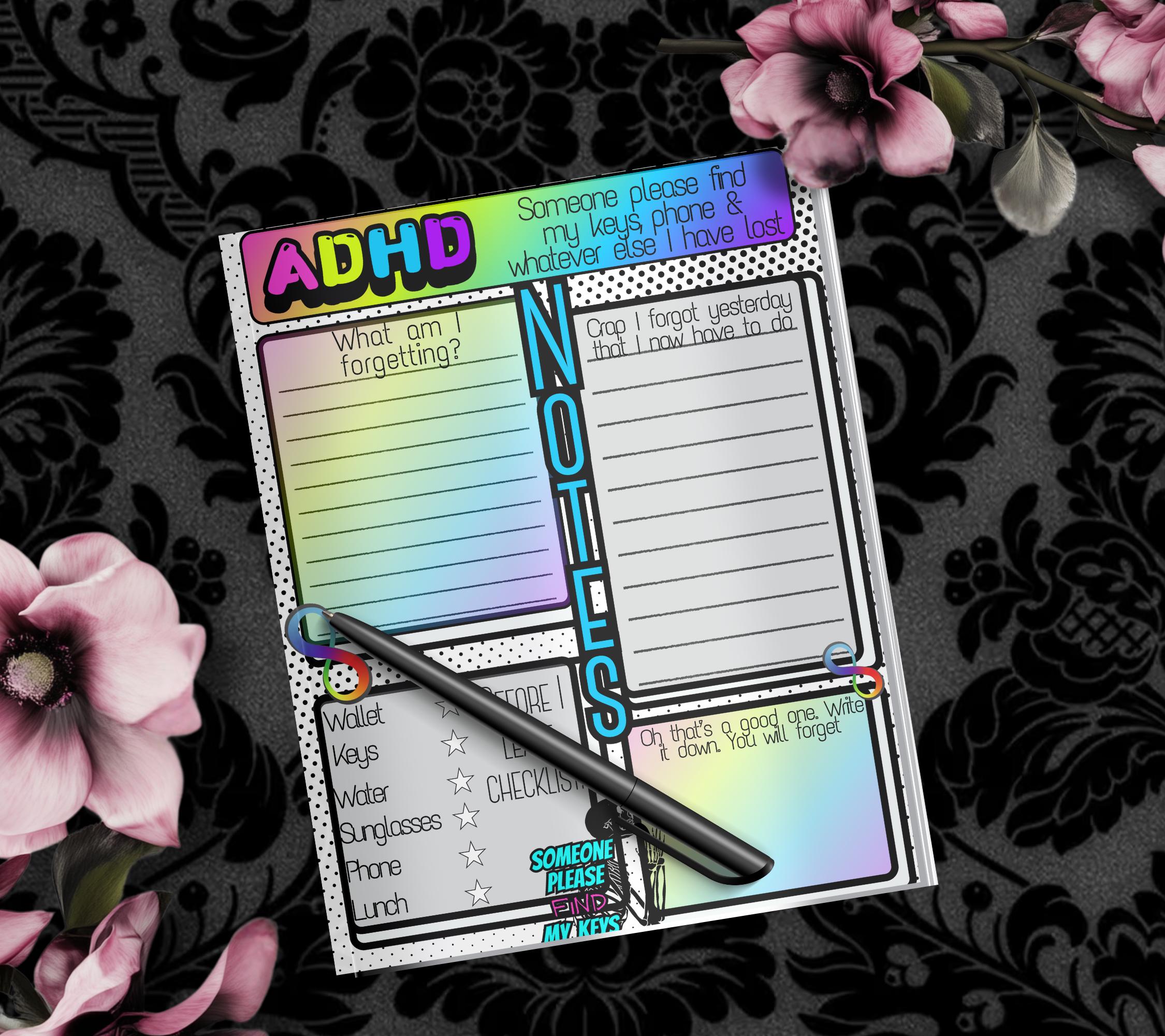Adult ADHD Neuro Spicy Humor Notepad, Funny & Sassy, Perfect Gift for Adults Coping with ADHD, Coworkers and Friends or Yourself
