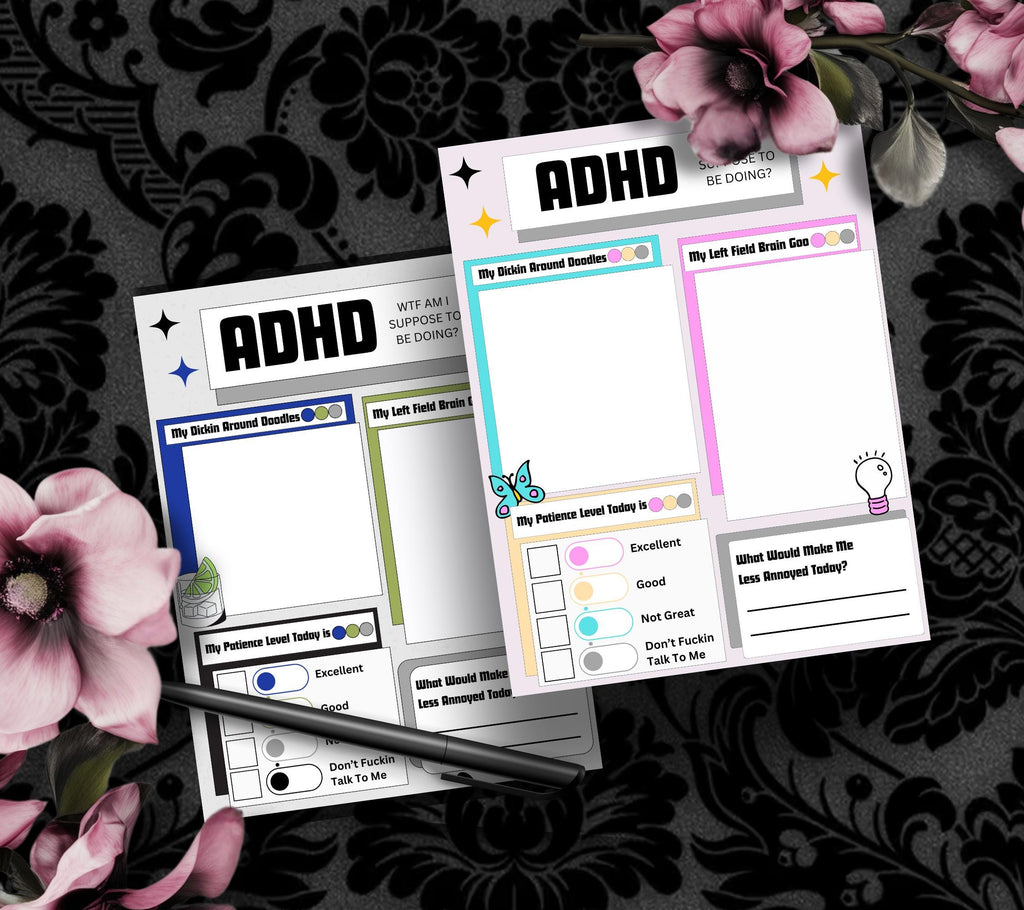 Adult ADHD Humor Notepad, Sarcastic & Sassy, Perfect Gift for Adults Coping with ADHD, Coworkers and Friends