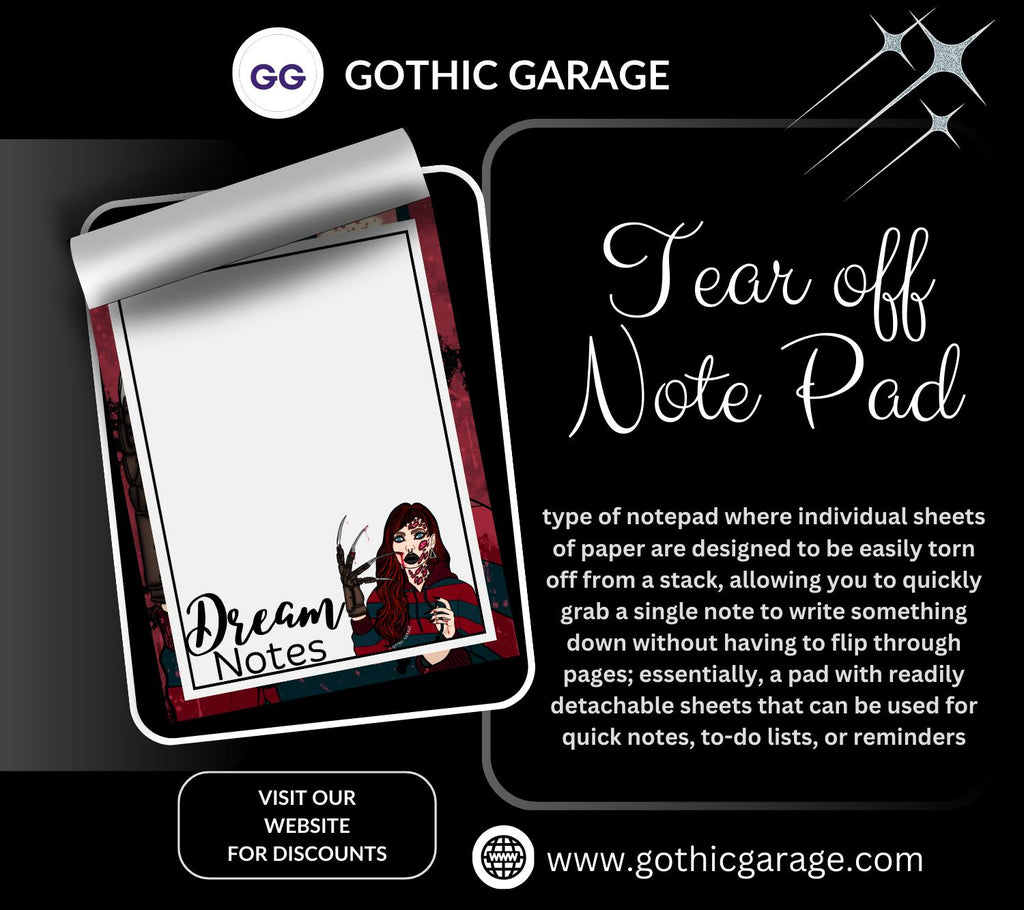 Horror Dream Notes Tear-Off Notepad – 50 Sheets, Nightmare-Inspired Stationery for Dream Journaling & Spooky Note-Taking
