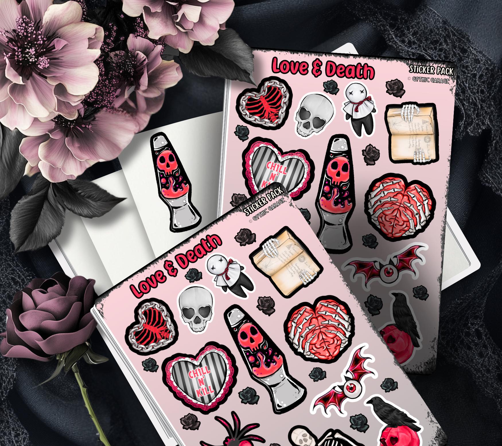 Gothic Witchy Love and Death Sticker Sheet, Perfect Goth & Witch Vibes Stickers, Budget Friendly Gifts for Goth Expression