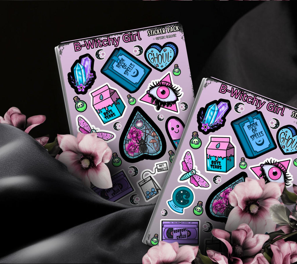 B-Witchy Gothic Pastel Sticker Sheet, Perfect Goth & Witch Vibes Stickers, Budget Friendly Gifts for Goth Expression