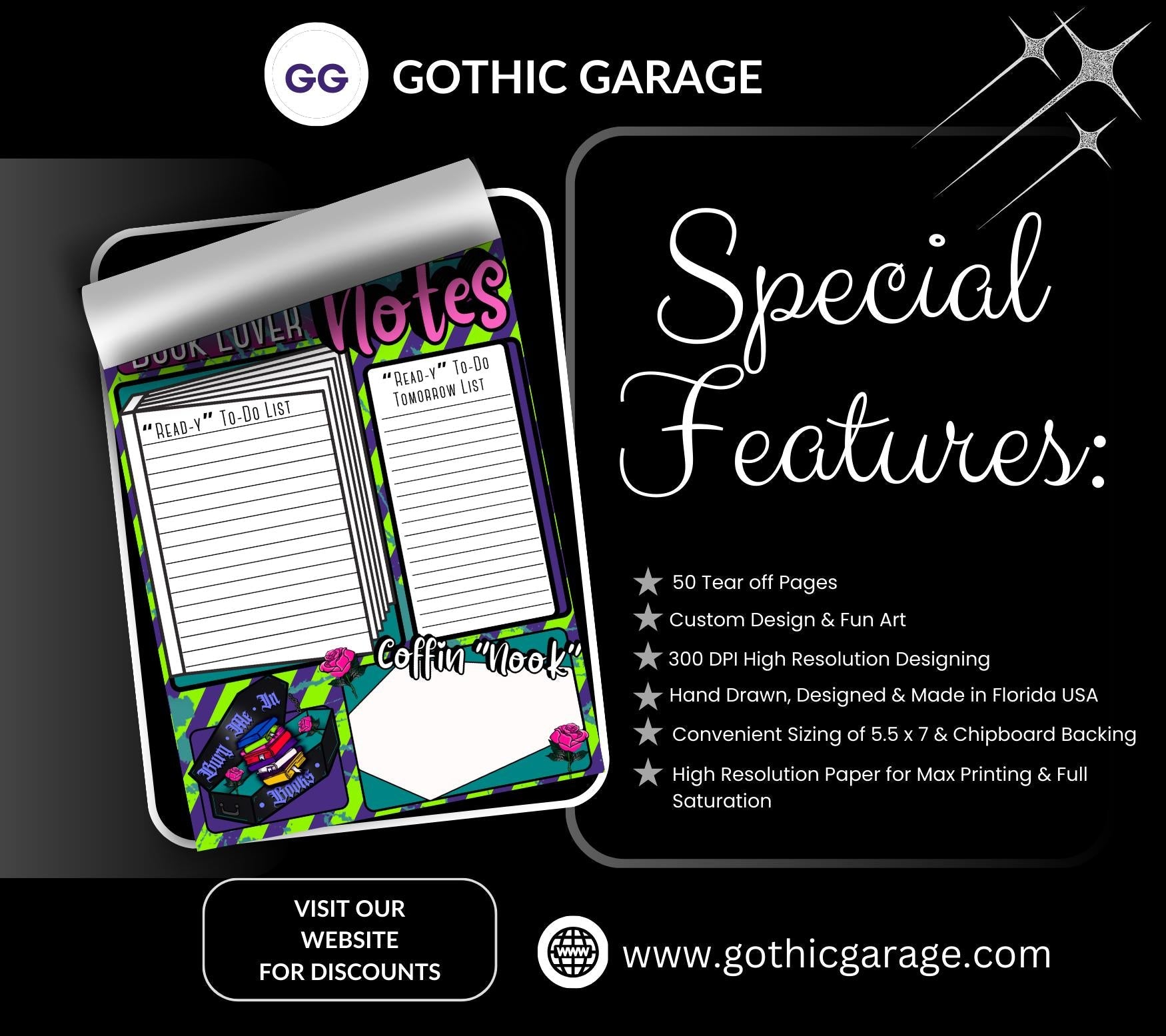 Book Lover Notes Tear-Off Notepad – 50 Sheets of Dark Academia To-Do Lists for Readers & Spooky Bookworms