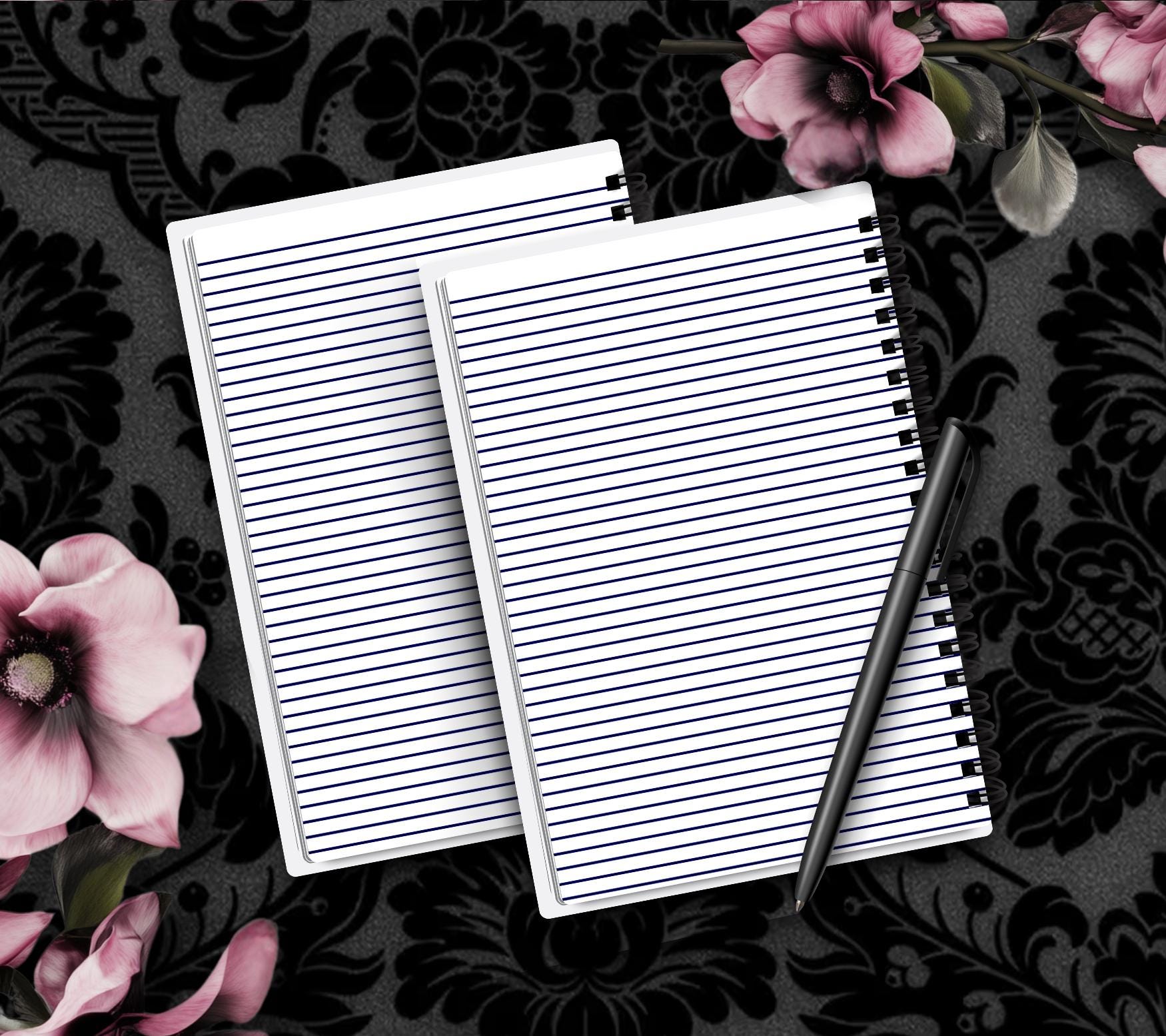 Gothic Romance & Rebellion Notebook Hand Drawn Detail  – 160 Lined Pages for Daily Tasks, Notes, and Personal Writing