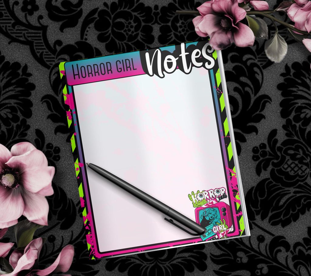 Horror Girl Blank Tear-Off Notepad – 50 Sheets, Retro Horror Aesthetic, Spooky To-Do List