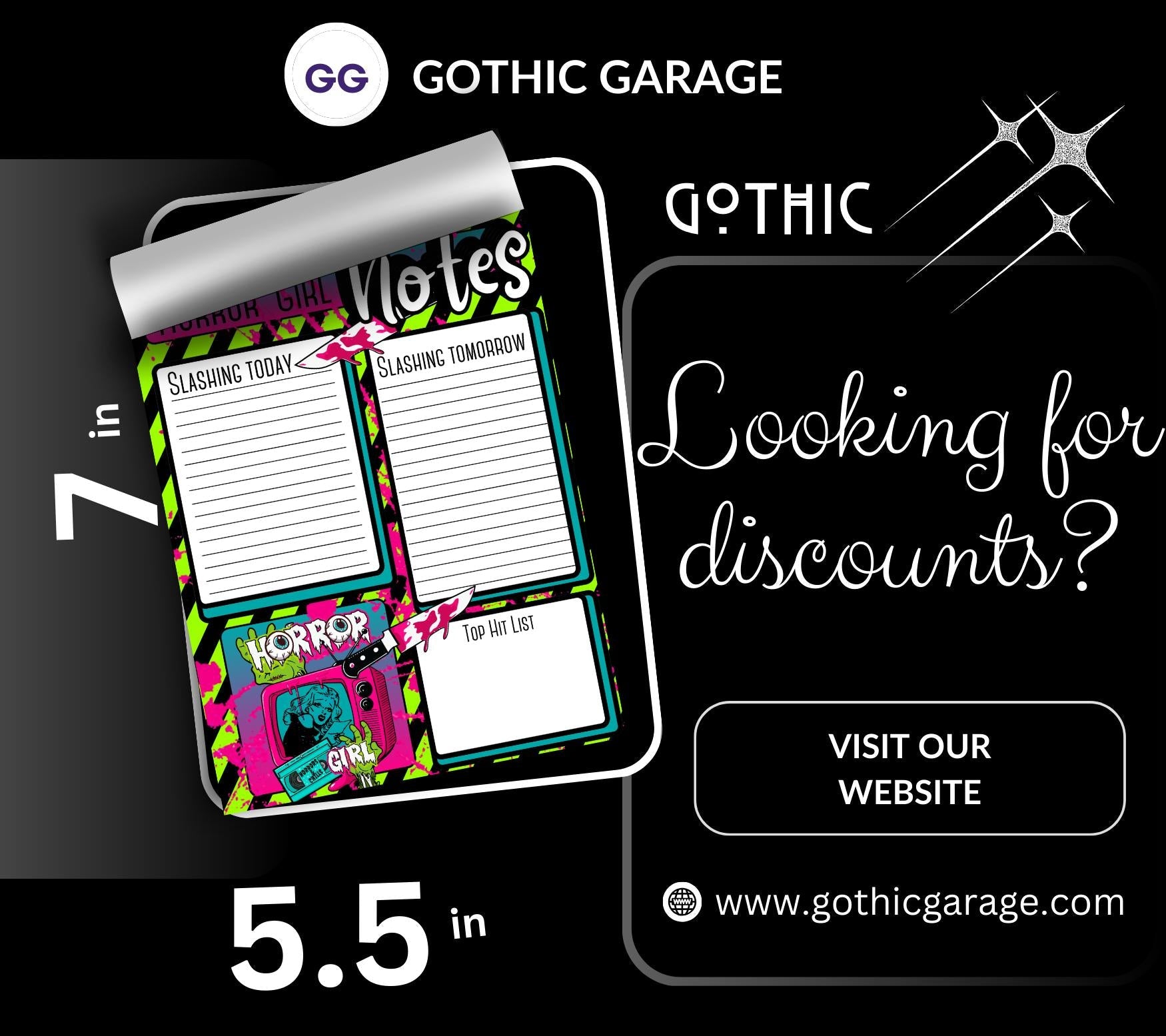 Horror Girl Slasher Tear-Off Notepad – 50 Sheets, Retro Horror Aesthetic, Spooky To-Do List