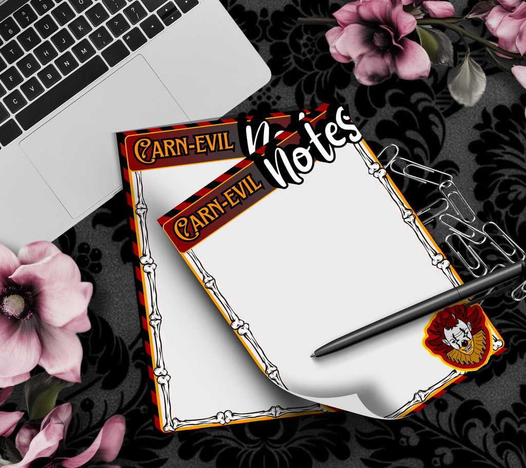 Blank Carn-Evil Tear-Off Notepad – 50 Sheets of Creepy Carnival-Themed To-Do Lists for Spooky Planners & Horror Fans