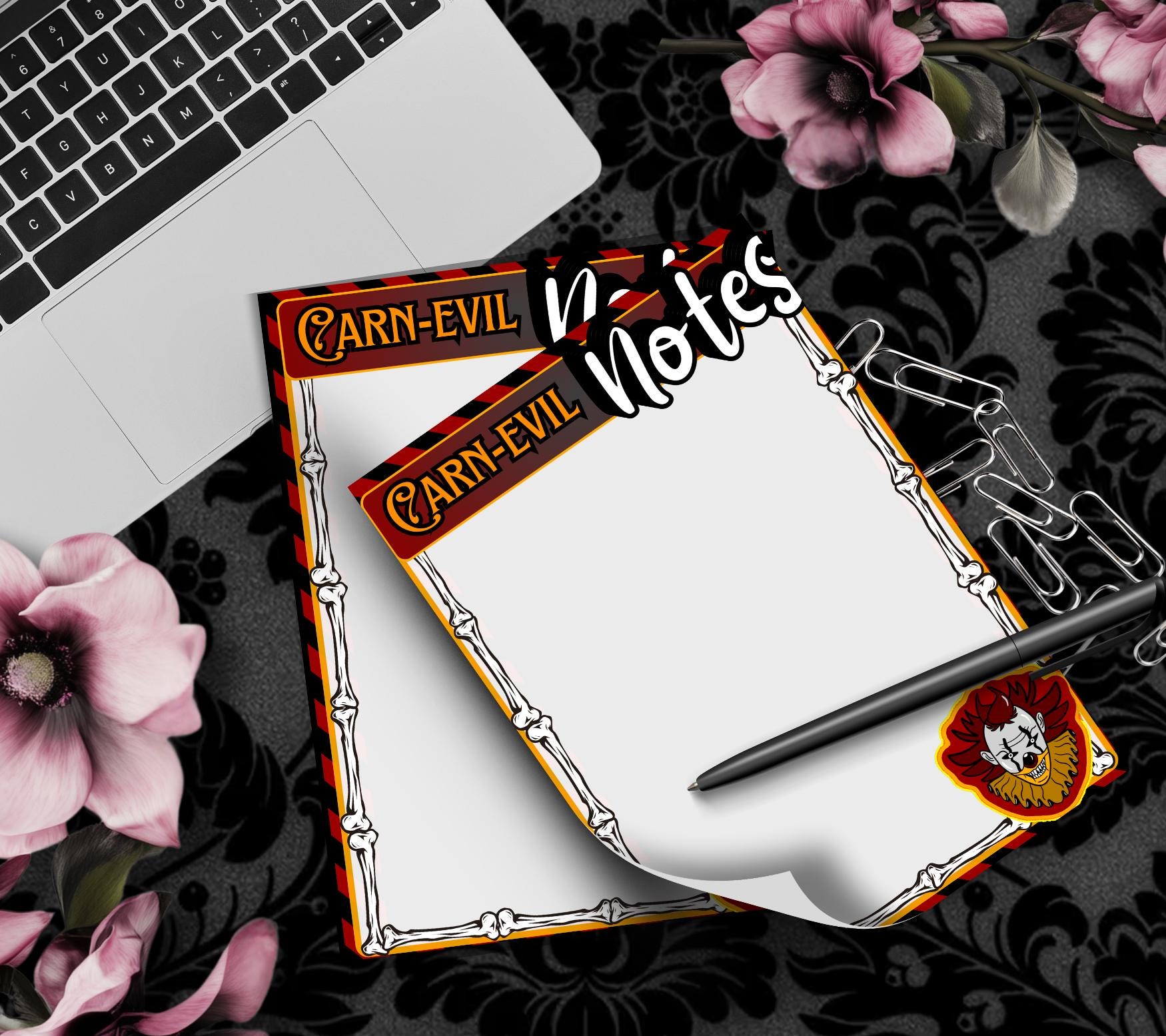 Blank Carn-Evil Tear-Off Notepad – 50 Sheets of Creepy Carnival-Themed To-Do Lists for Spooky Planners & Horror Fans