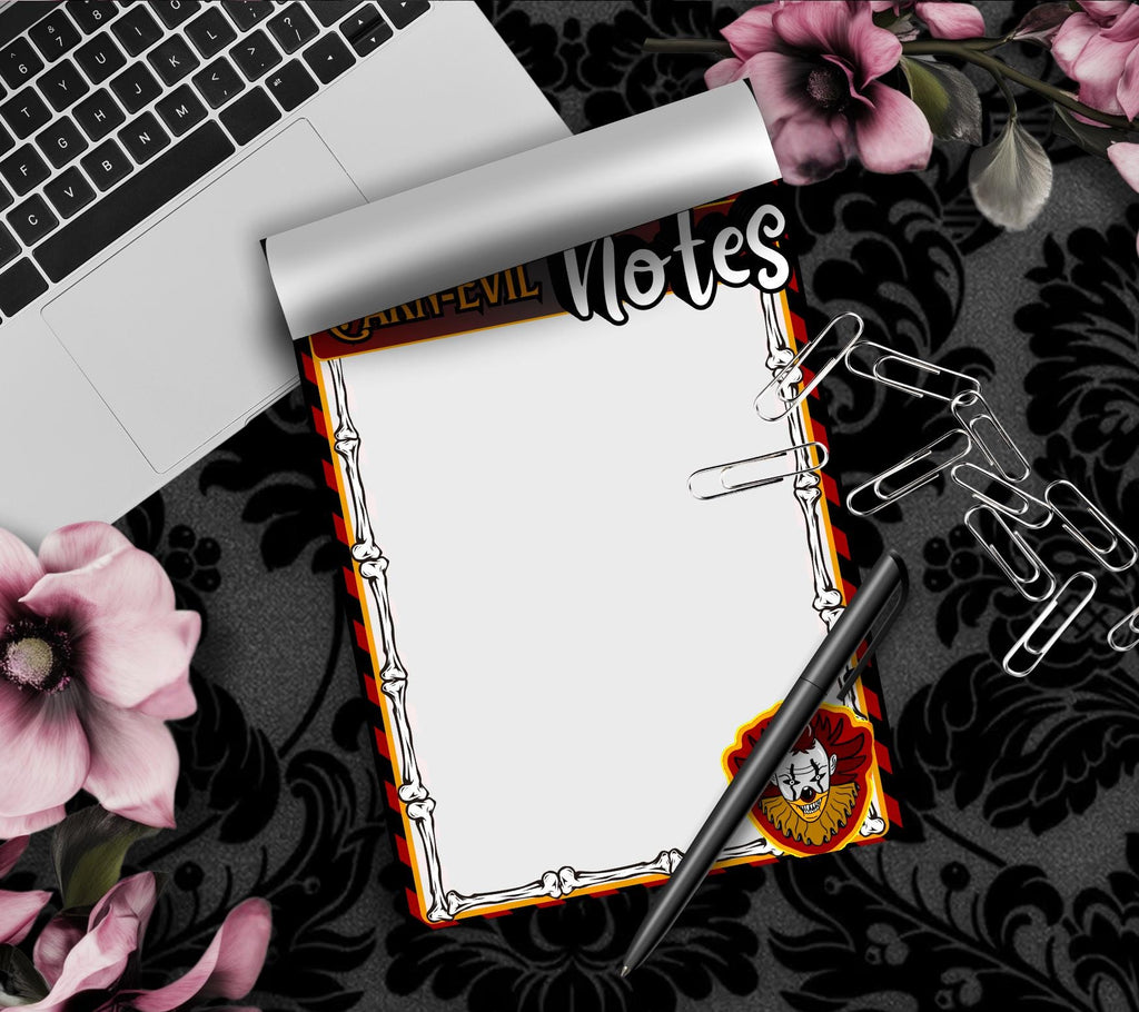 Blank Carn-Evil Tear-Off Notepad – 50 Sheets of Creepy Carnival-Themed To-Do Lists for Spooky Planners & Horror Fans