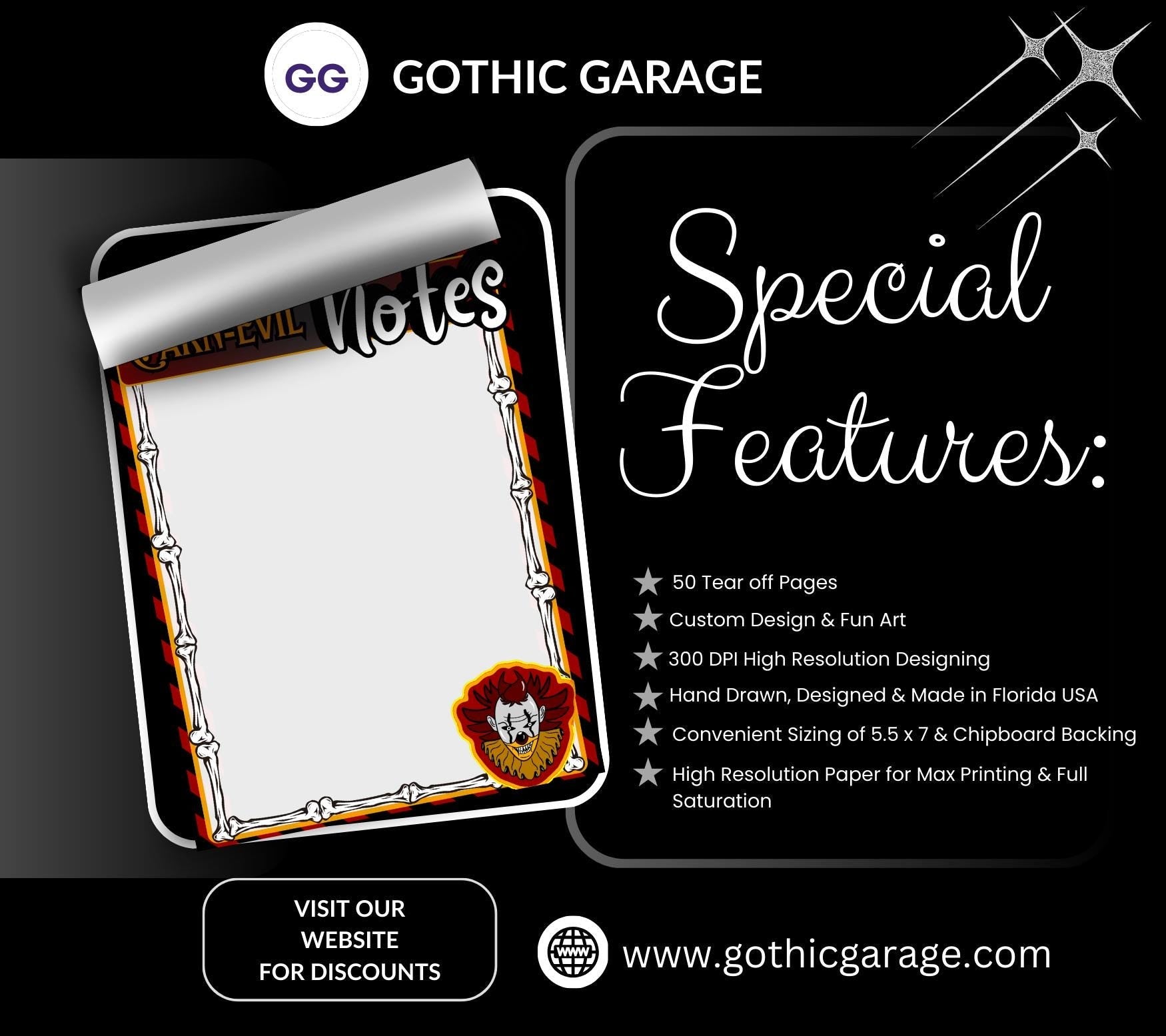 Blank Carn-Evil Tear-Off Notepad – 50 Sheets of Creepy Carnival-Themed To-Do Lists for Spooky Planners & Horror Fans