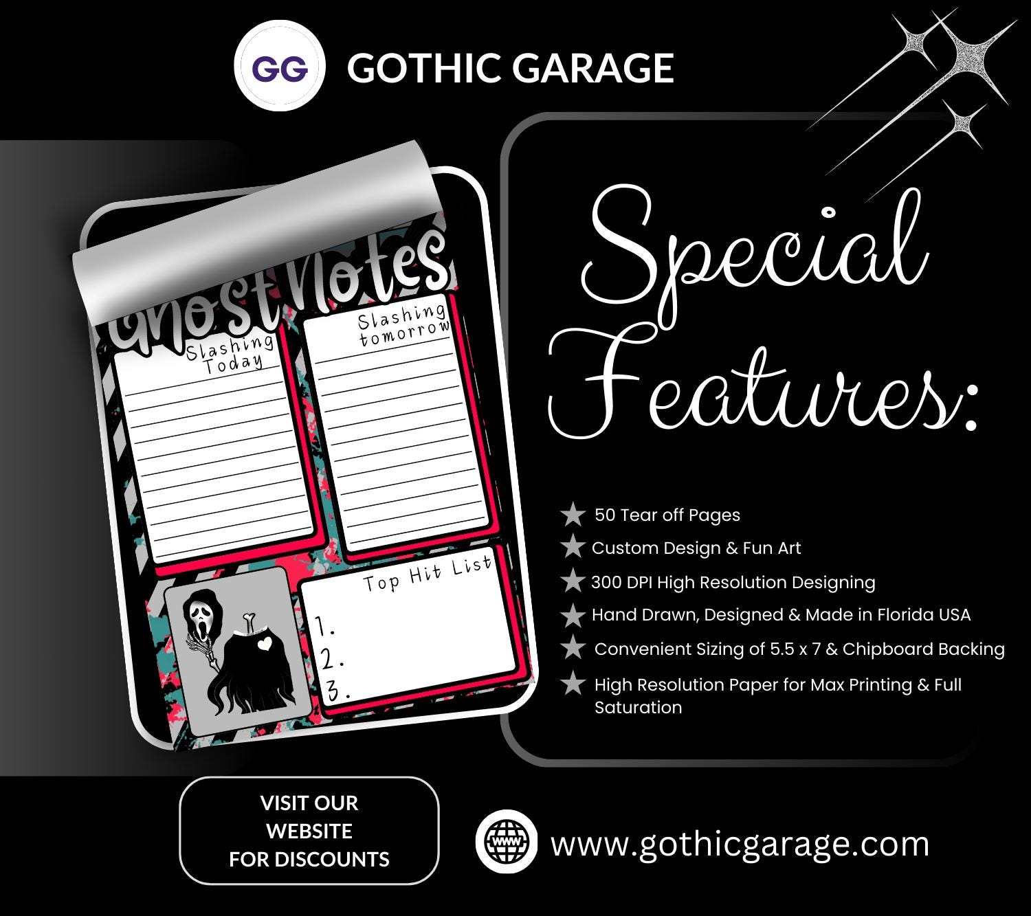 Ghost Notes Slasher Notepad – 50 Sheets of Spooky To-Do List Stationery for Horror Fans & Creepy Planners