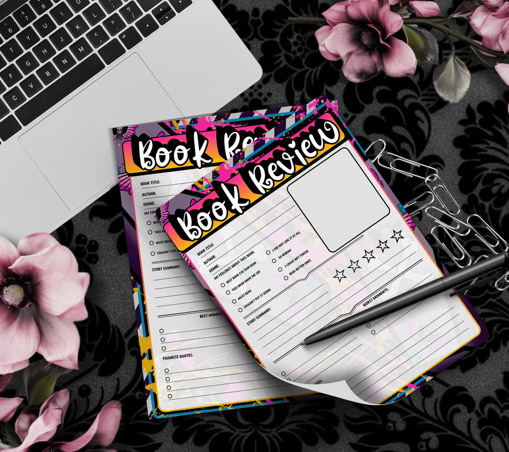 Spooky Pop Art Book Review Tear-Off Notepad – 50 Sheets of Aesthetic Reader Review Pages for Bookworms, Bloggers & Booktok