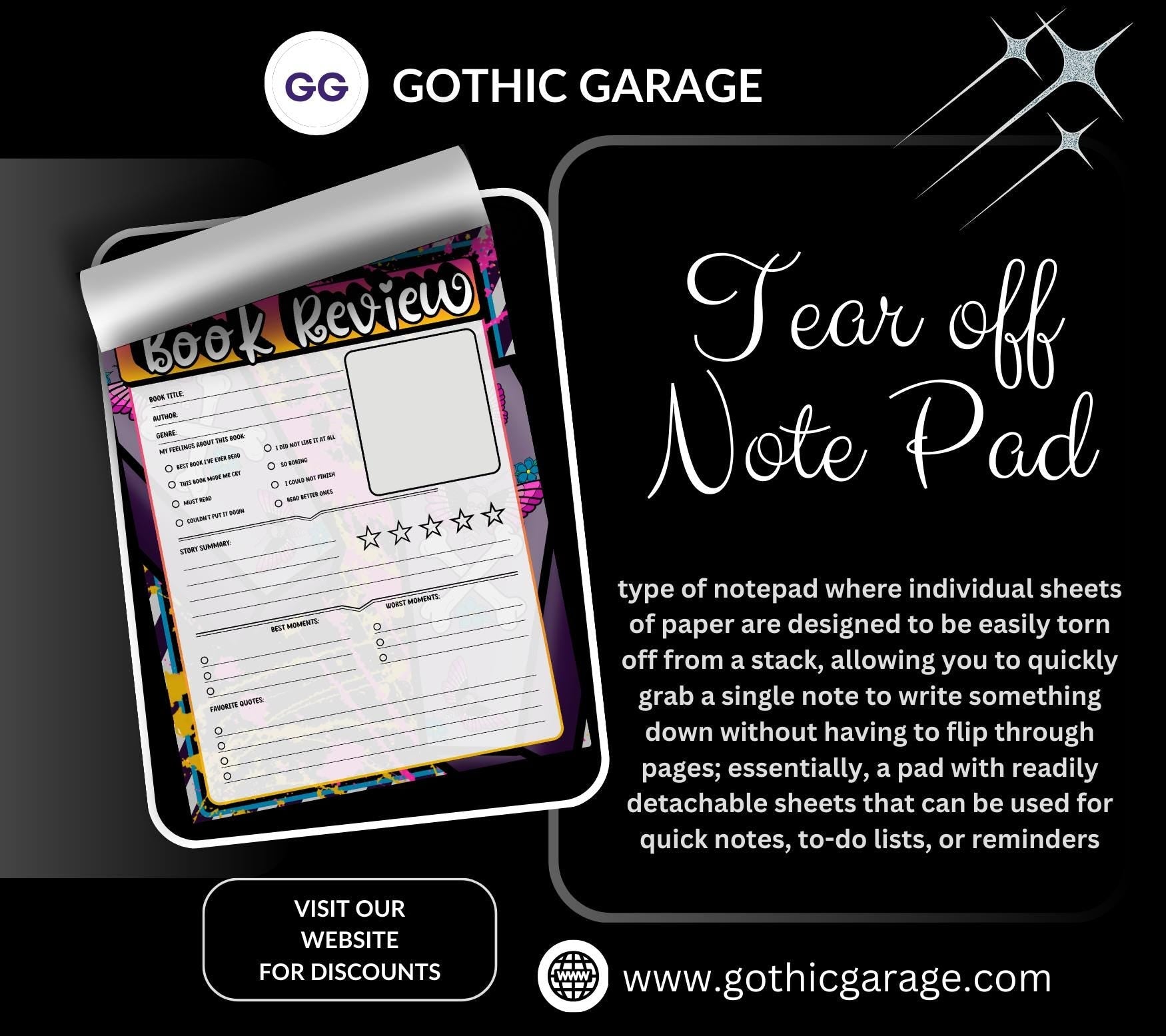 Spooky Pop Art Book Review Tear-Off Notepad – 50 Sheets of Aesthetic Reader Review Pages for Bookworms, Bloggers & Booktok