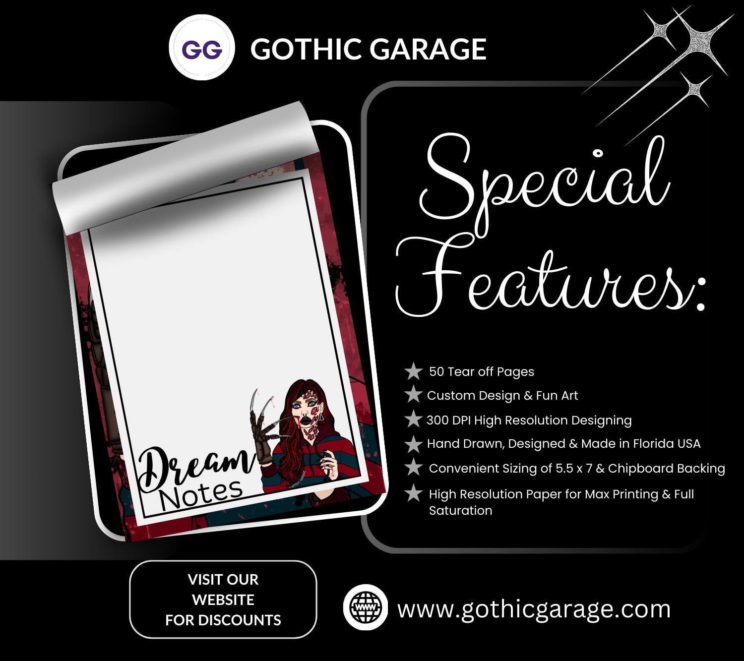 Horror Dream Notes Tear-Off Notepad – 50 Sheets, Nightmare-Inspired Stationery for Dream Journaling & Spooky Note-Taking