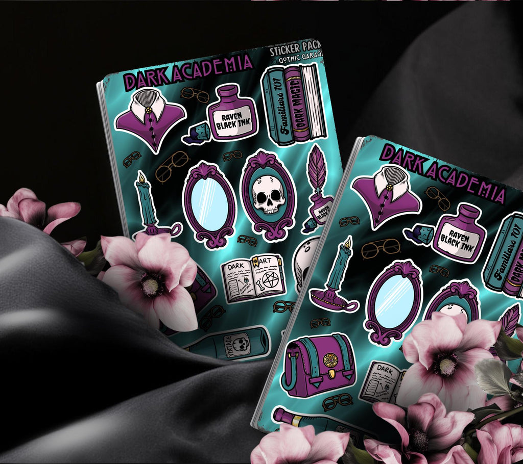 Gothic Dark Academia Sticker Sheet – A Study in Elegance and Mystery  - Perfect for Scrapbooking and Collecting