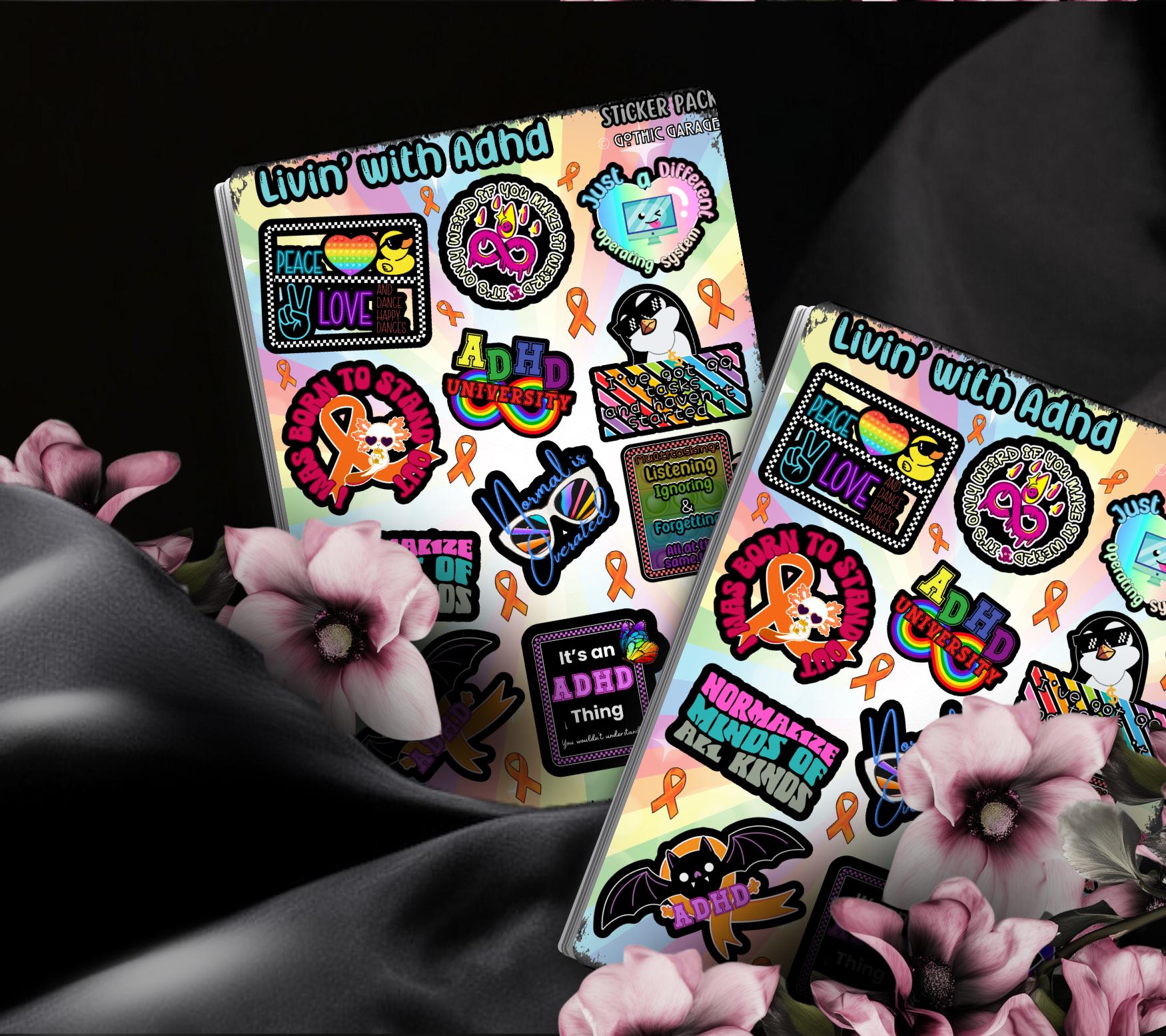 ADHD/Neurodivergent Life Funny Sticker Sheet, Budget Friendly Gift for Friends, Collecting and Scrapbooking