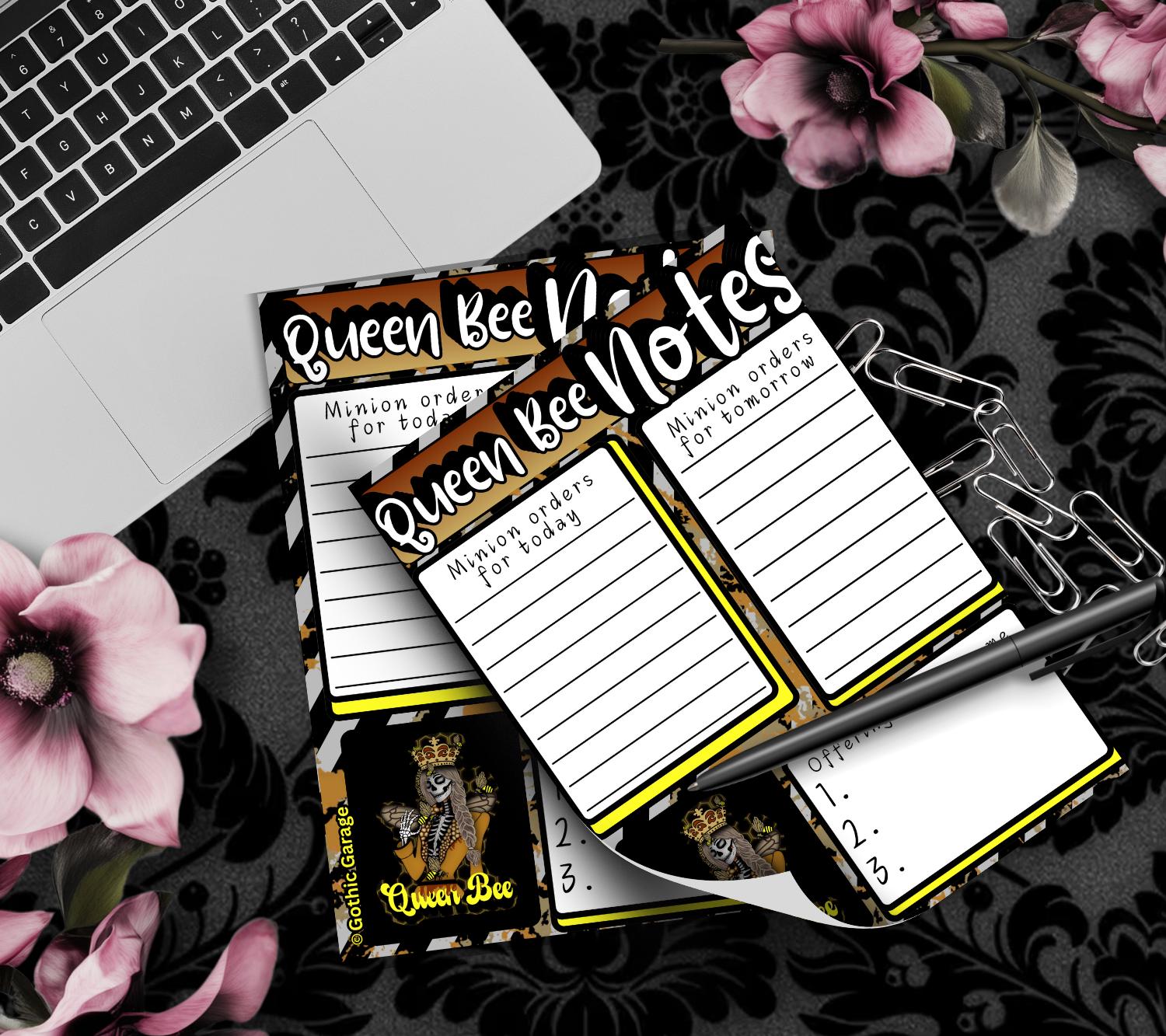 Queen Bee Command Center Tear-Off Notepad – 50 Sheets of Gothic Hive Boss Stationery for To-Do Lists & Daily Decrees