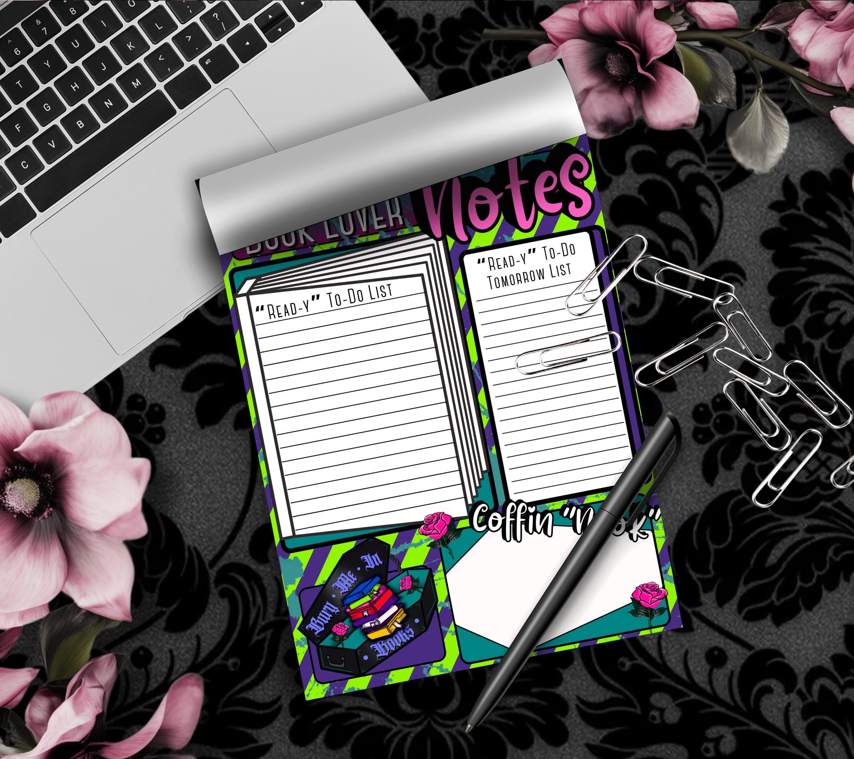 Book Lover Notes Tear-Off Notepad – 50 Sheets of Dark Academia To-Do Lists for Readers & Spooky Bookworms