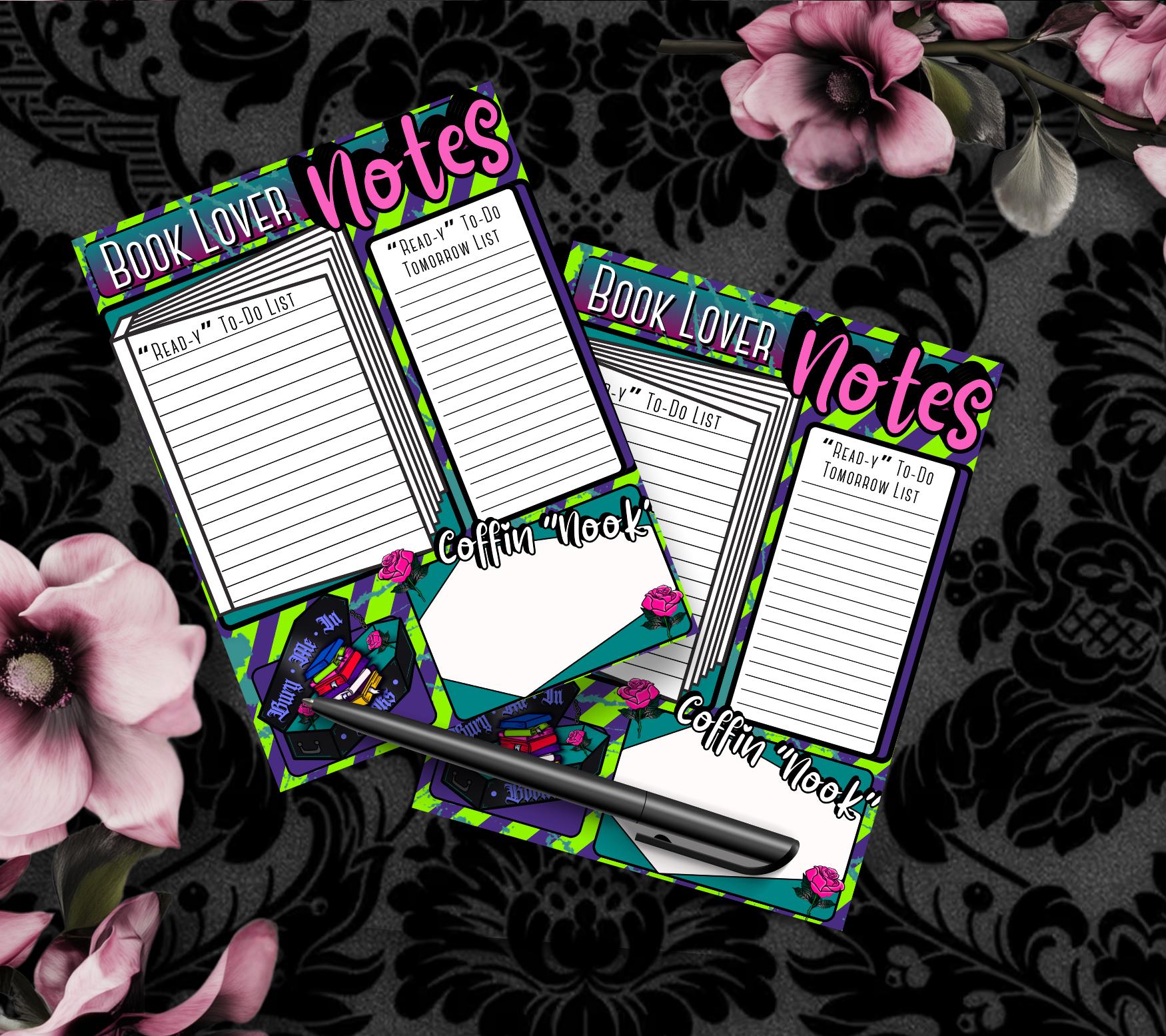 Book Lover Notes Tear-Off Notepad – 50 Sheets of Dark Academia To-Do Lists for Readers & Spooky Bookworms