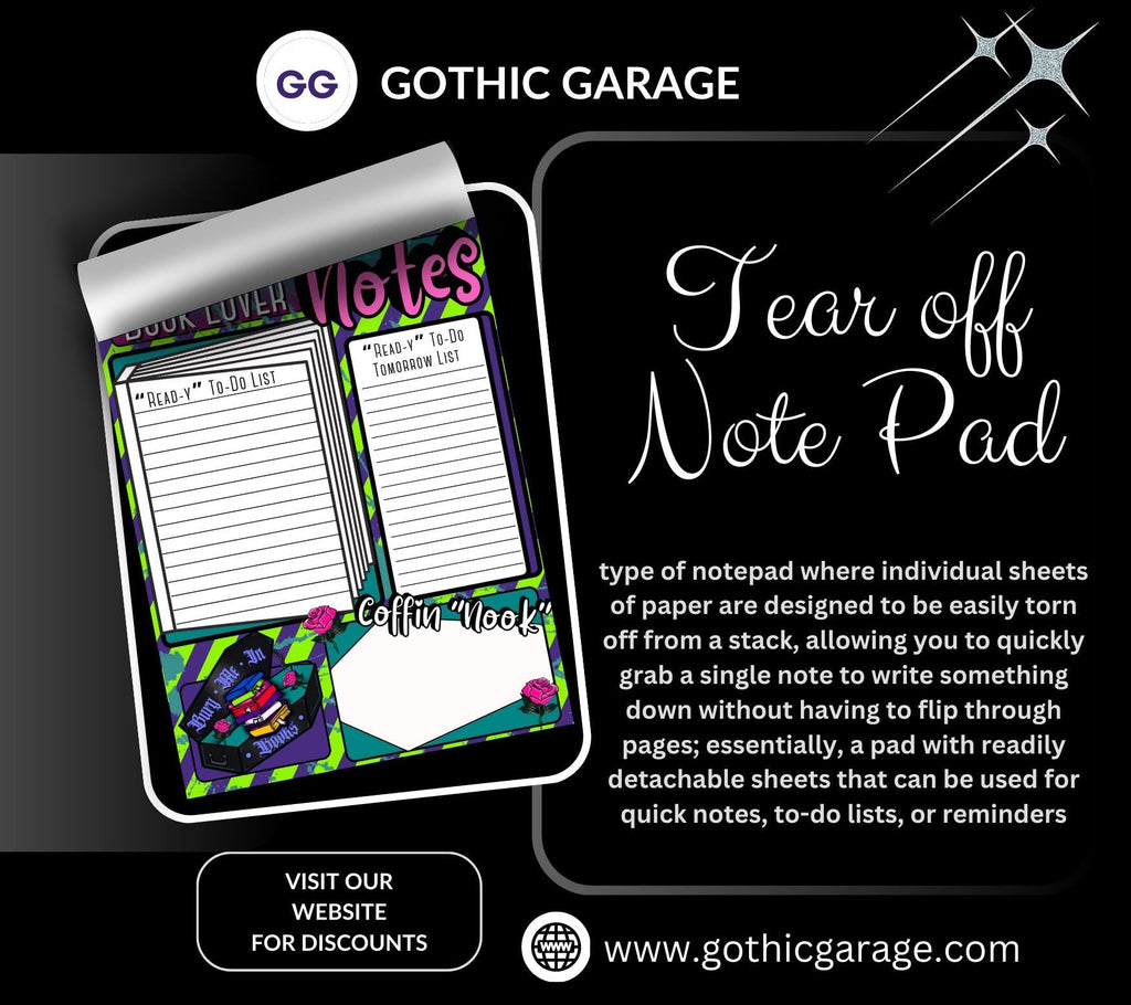 Book Lover Notes Tear-Off Notepad – 50 Sheets of Dark Academia To-Do Lists for Readers & Spooky Bookworms