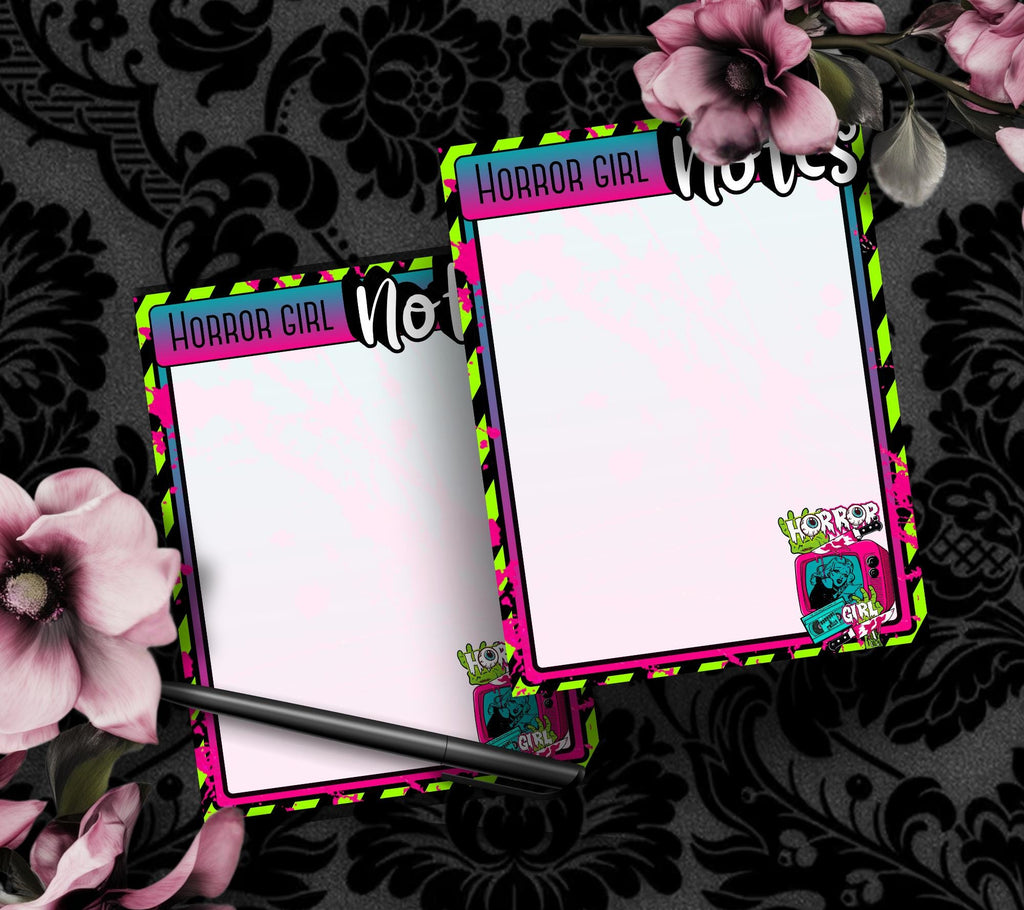 Horror Girl Blank Tear-Off Notepad – 50 Sheets, Retro Horror Aesthetic, Spooky To-Do List