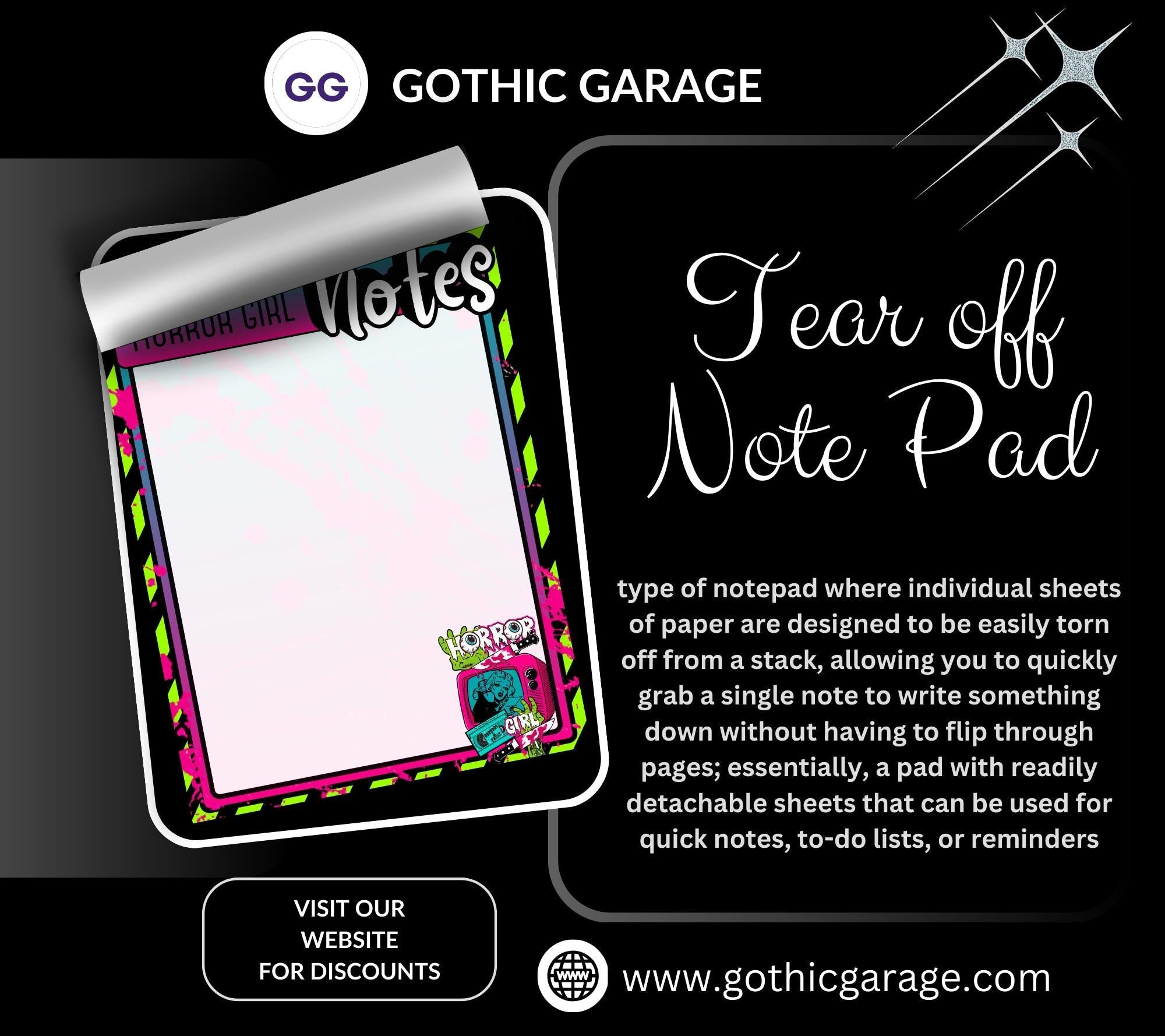 Horror Girl Blank Tear-Off Notepad – 50 Sheets, Retro Horror Aesthetic, Spooky To-Do List