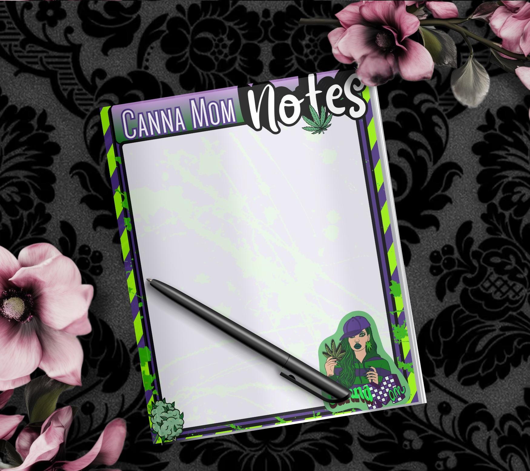 Canna Mom Blank Tear-Off Notepad – Funny Weed Mom To-Do List Pad, 50 Sheets for Stoner Mamas