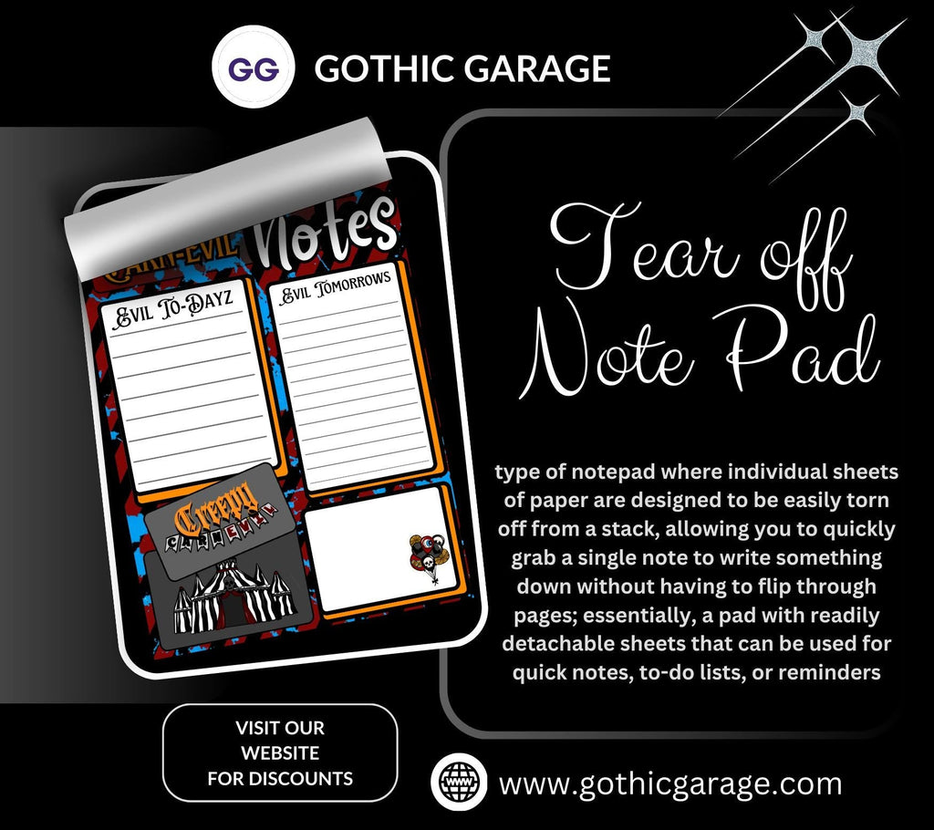 Carn-Evil Notes Tear-Off Notepad – 50 Sheets of Creepy Carnival-Themed To-Do Lists for Spooky Planners & Horror Fans