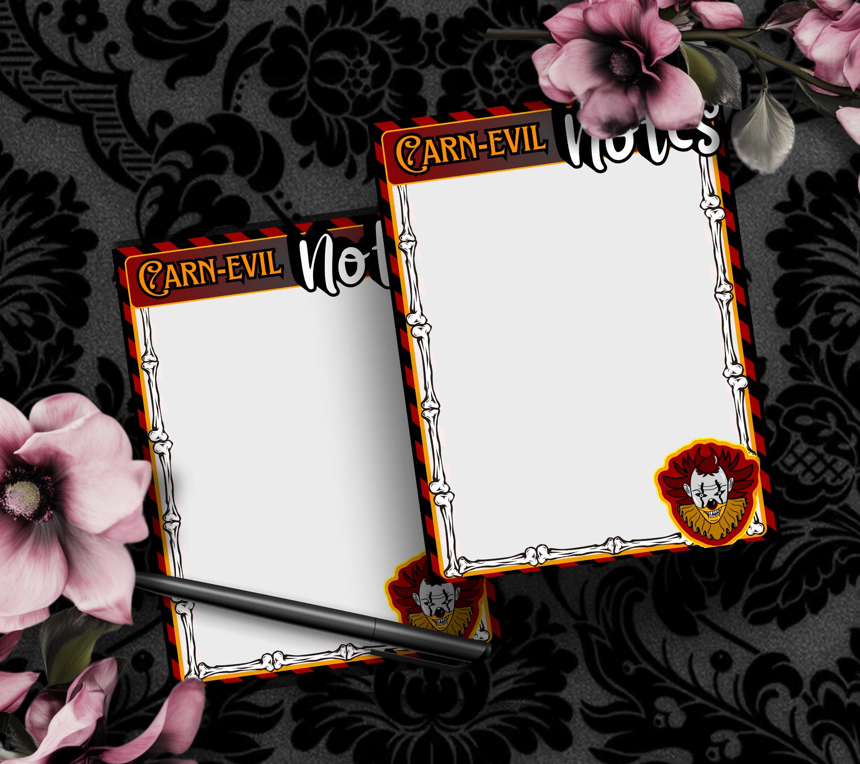Blank Carn-Evil Tear-Off Notepad – 50 Sheets of Creepy Carnival-Themed To-Do Lists for Spooky Planners & Horror Fans